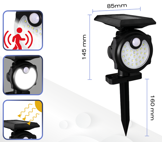 Lámpara Solar para Jardín Tipo Estaca c/Sensor - IP65