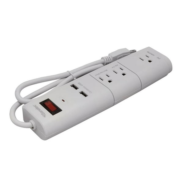 Multicontacto Supresor de pricos, 4 Contactos, 1USB, 1C