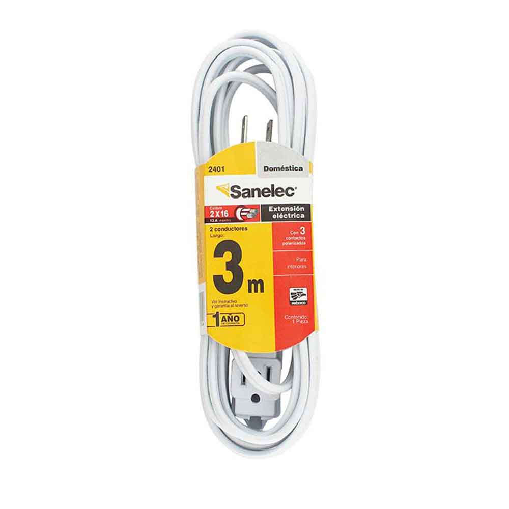 Extensión doméstica 3m blanca 2x16