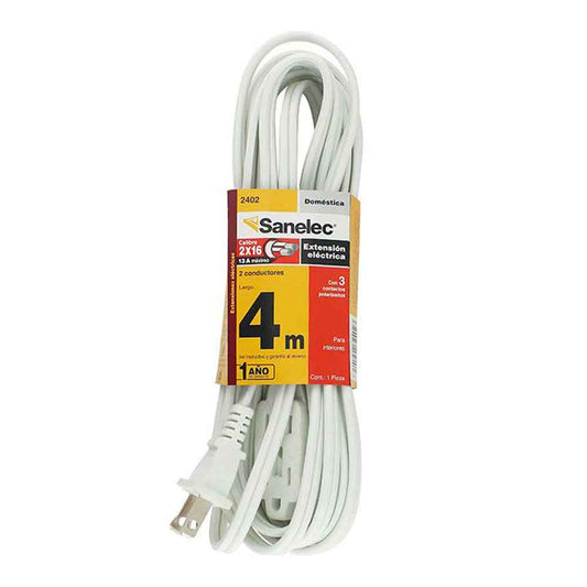 Extensión de cobre doméstica 4m, 5 amps, 2 conductores