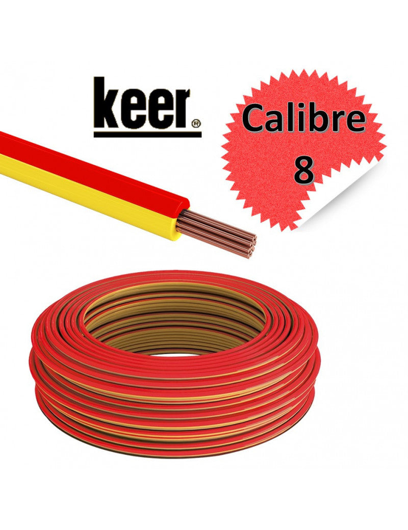 Cable THW cal 8 rojo 100mts