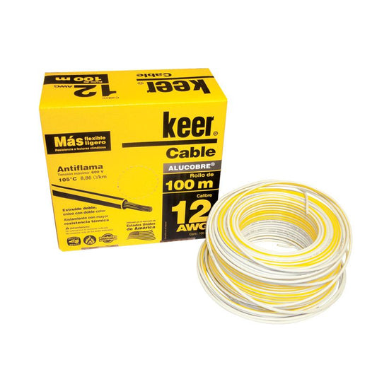 Cable THW cal 12 blanco 500mts