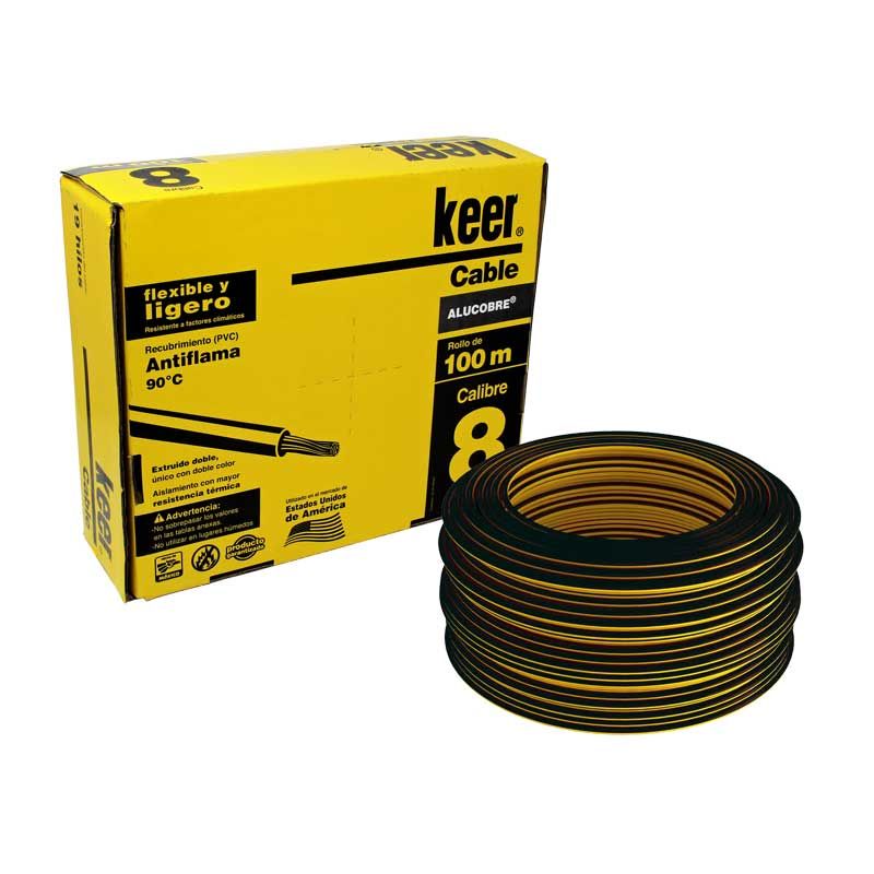 Cable THW cal 8 negro 400mts